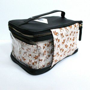 Corgi 2-Pieces Makeup Bag Set Clear and Corgi Print